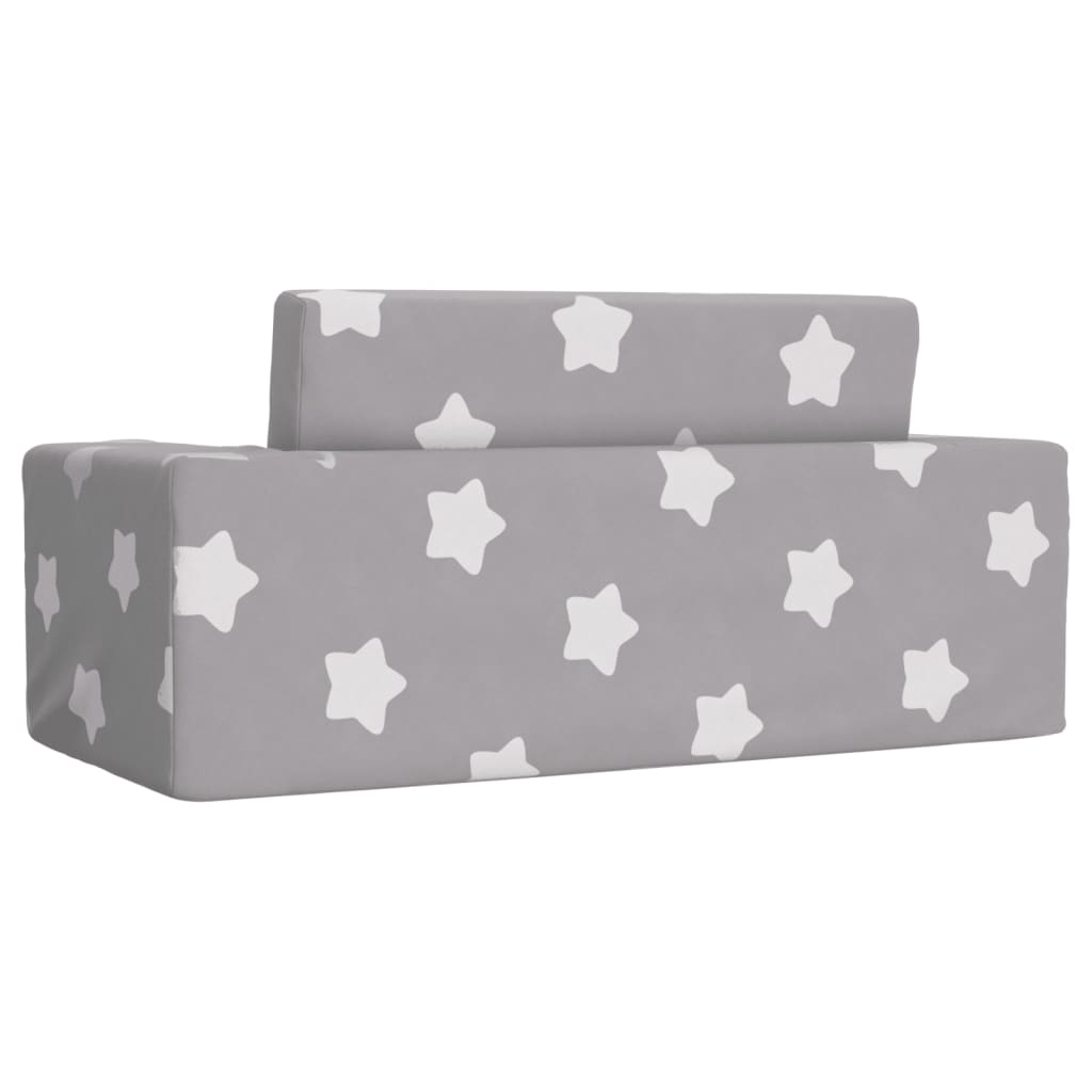 vidaXL Canapea extensibilă copii 2 locuri gri deschis/stele pluș moale vidaXL Canapea extensibilă copii 2 locuri gri deschis/stele pluș moale