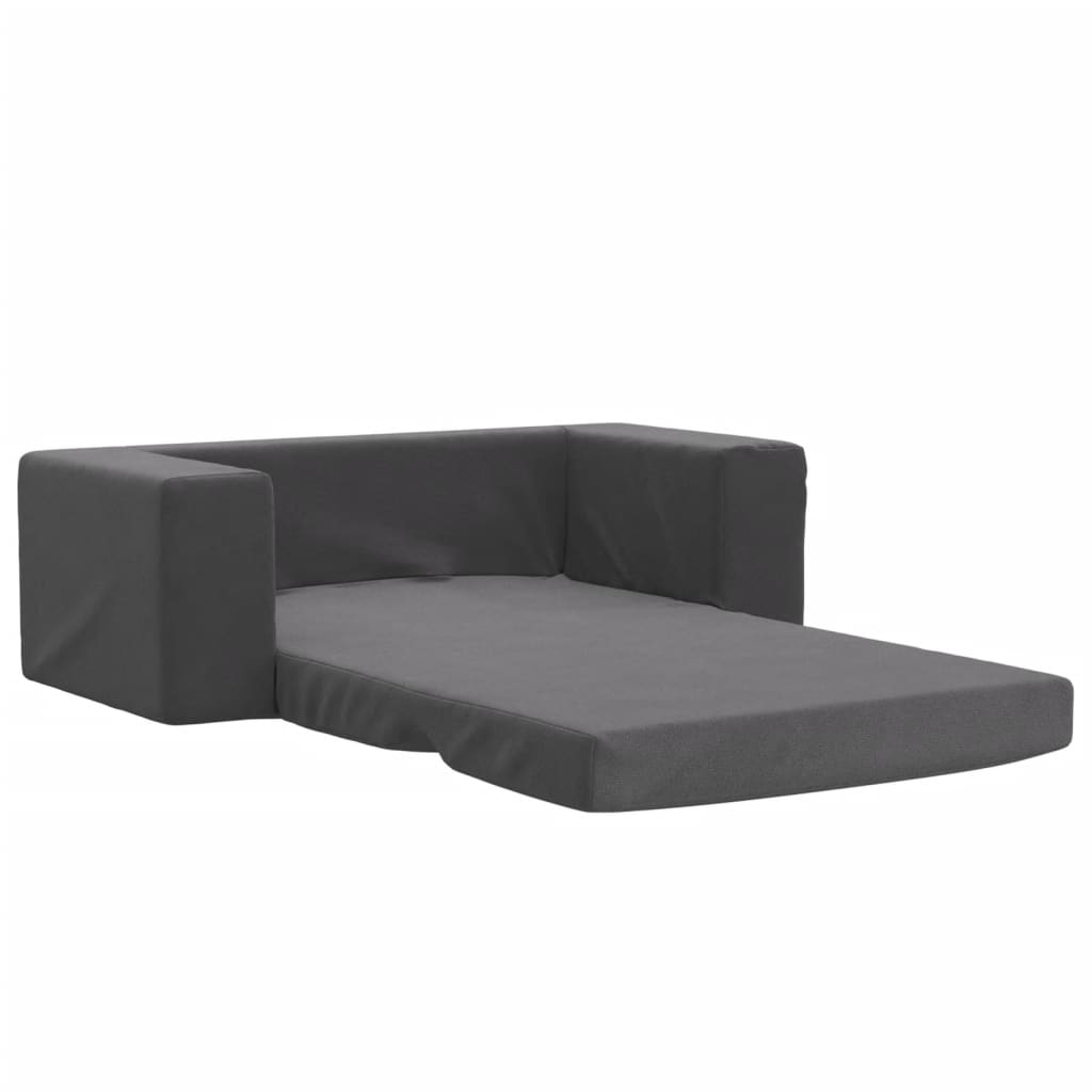 vidaXL Canapea extensibilă de copii cu 2 locuri, antracit, pluș moale vidaXL Canapea extensibilă de copii cu 2 locuri, antracit, pluș moale