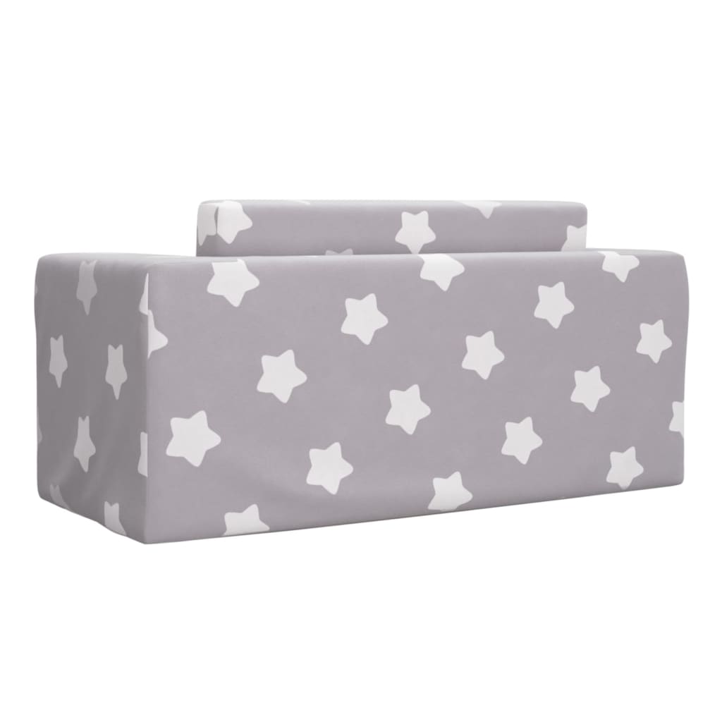 vidaXL Canapea extensibilă copii 2 locuri gri deschis/stele pluș moale vidaXL Canapea extensibilă copii 2 locuri gri deschis/stele pluș moale