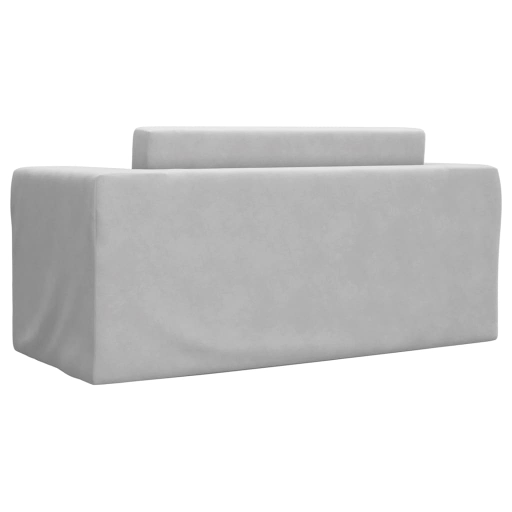 vidaXL Canapea extensibilă de copii 2 locuri, gri deschis, pluș moale