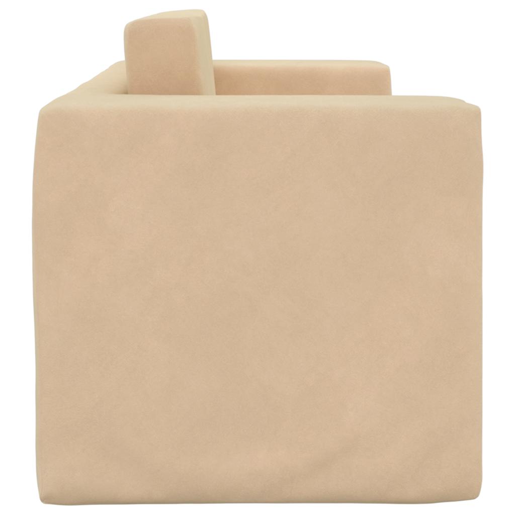 vidaXL Canapea extensibilă de copii cu 2 locuri, crem, pluș moale