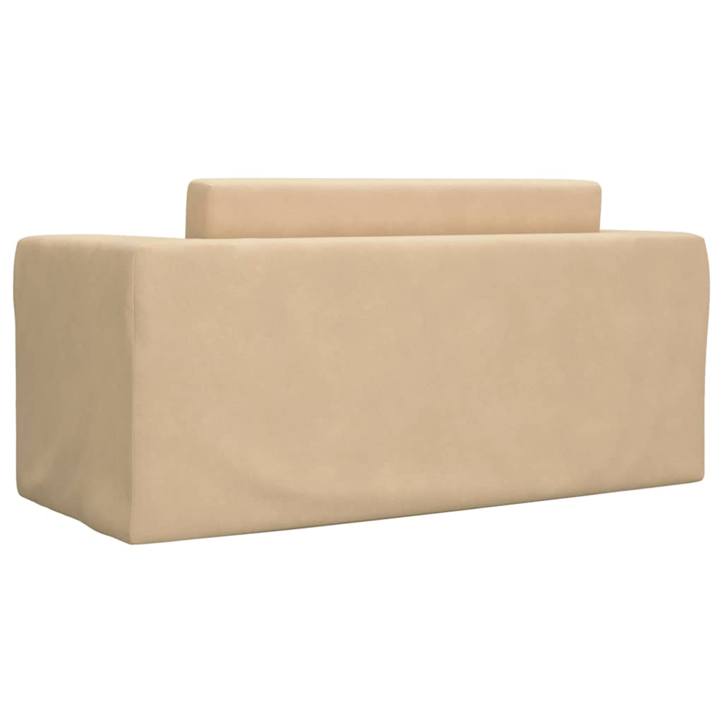 vidaXL Canapea extensibilă de copii cu 2 locuri, crem, pluș moale