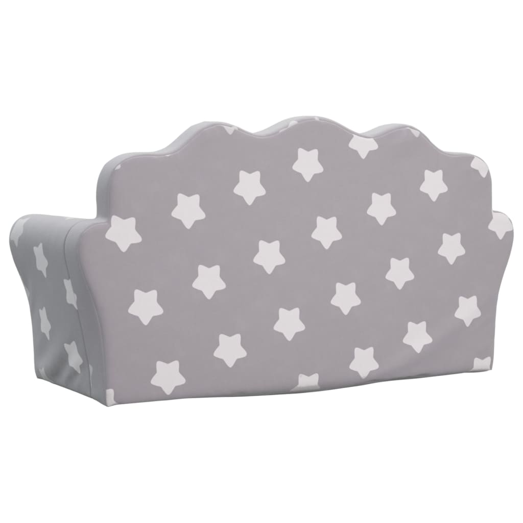 vidaXL Canapea extensibilă copii 2 locuri gri deschis/stele pluș moale vidaXL Canapea extensibilă copii 2 locuri gri deschis/stele pluș moale