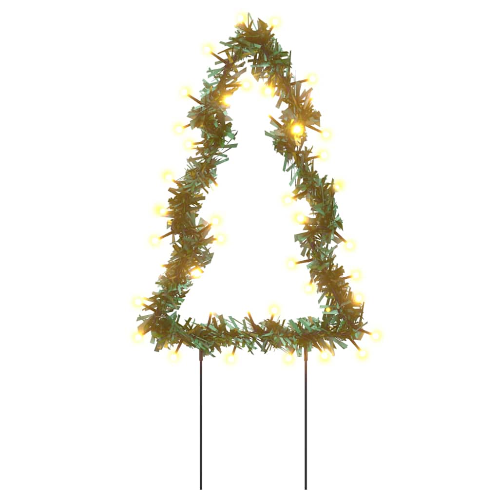 vidaXL Decor brad cu lumini de Crăciun cu țăruși 3 buc. 50 LED 30 cm