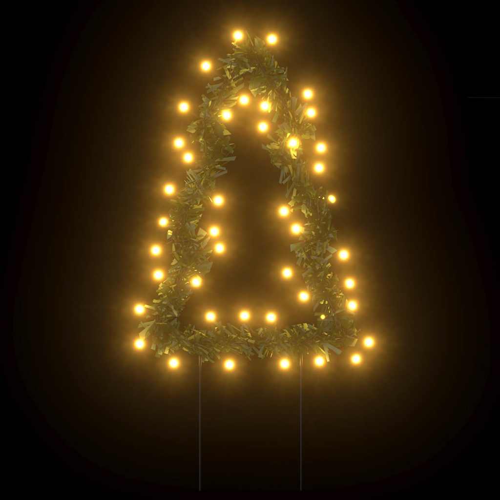 vidaXL Decor brad cu lumini de Crăciun cu țăruși 3 buc. 50 LED 30 cm