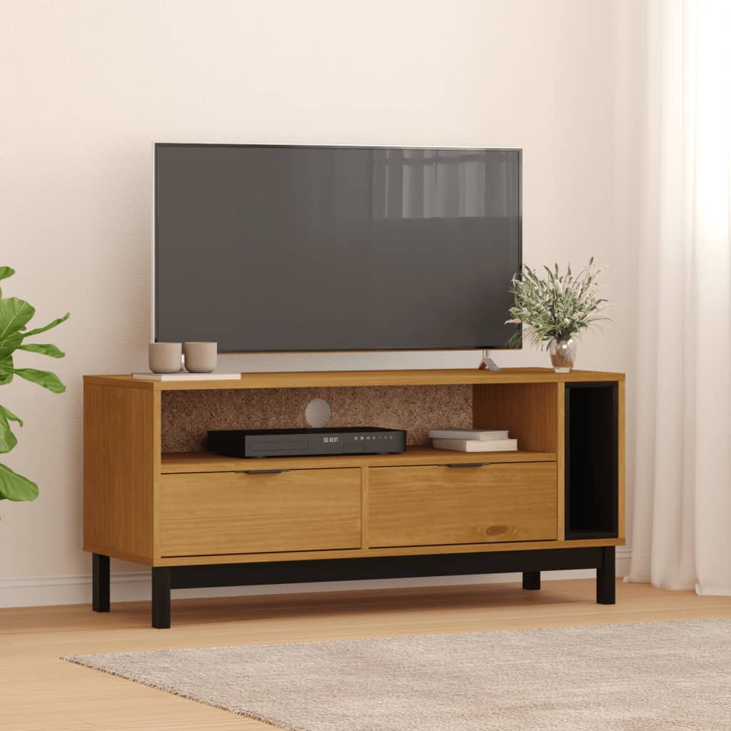 vidaXL Dulap TV „FLAM” 110x40x50 cm, lemn masiv de pin vidaXL Dulap TV „FLAM” 110x40x50 cm, lemn masiv de pin