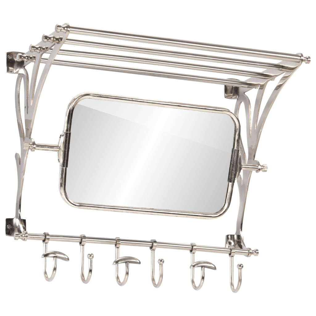 vidaXL Suport bagaj cu umerașe/oglindă, montat pe perete, aluminiu vidaXL Suport bagaj cu umerașe/oglindă, montat pe perete, aluminiu