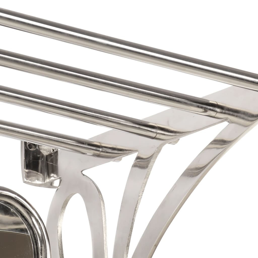 vidaXL Suport bagaj cu umerașe/oglindă, montat pe perete, aluminiu vidaXL Suport bagaj cu umerașe/oglindă, montat pe perete, aluminiu
