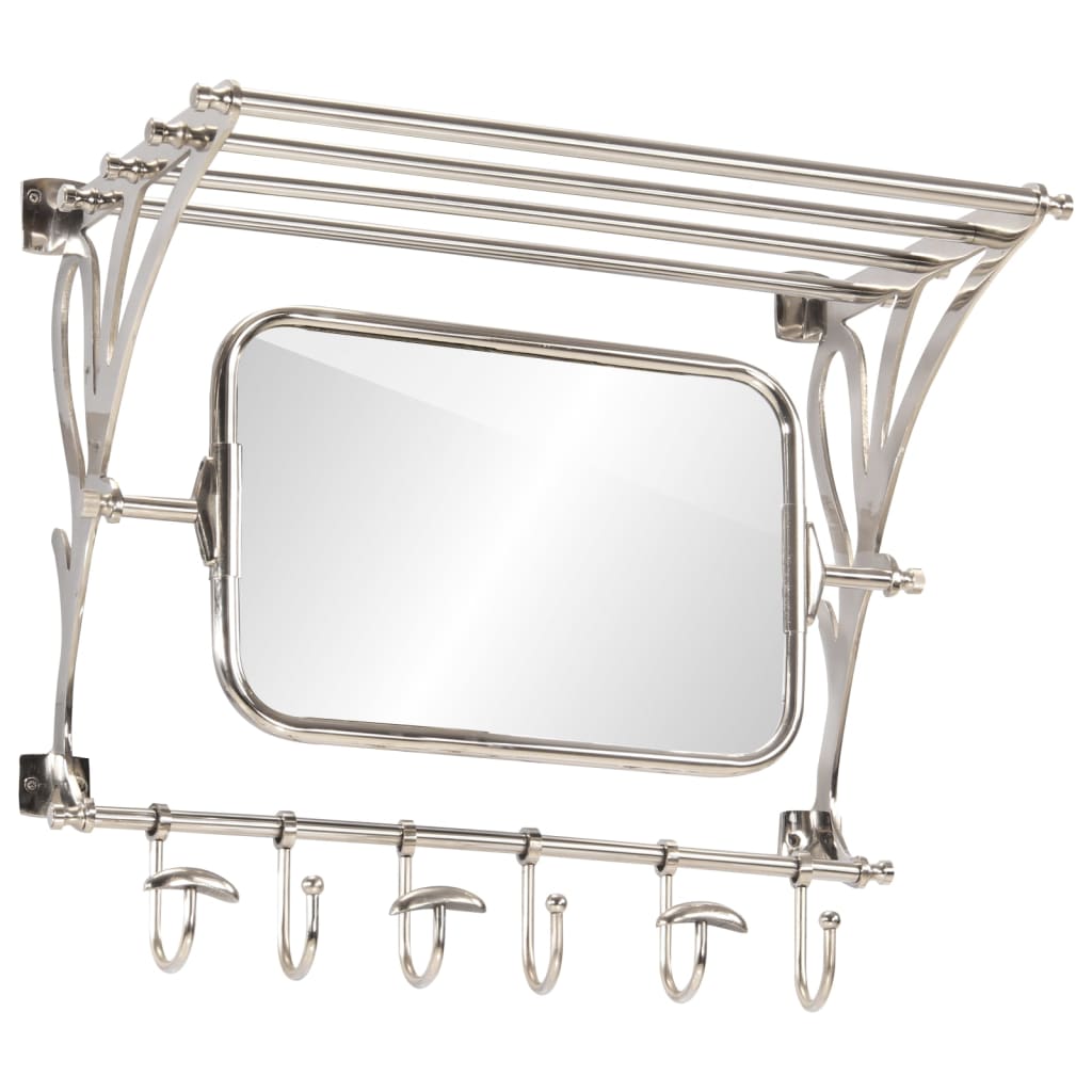 vidaXL Suport bagaj cu umerașe/oglindă, montat pe perete, aluminiu vidaXL Suport bagaj cu umerașe/oglindă, montat pe perete, aluminiu