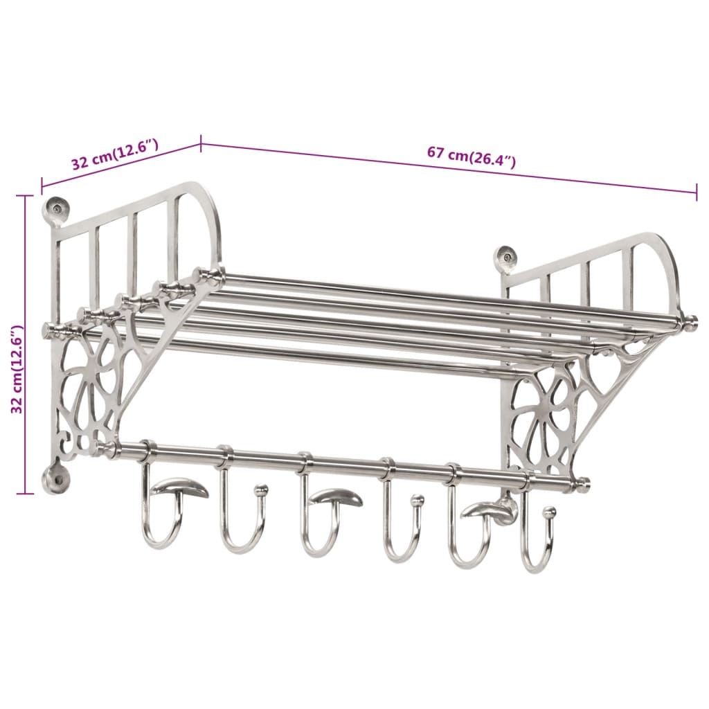 vidaXL Suport pentru bagaj cu umerașe, montat pe perete, aluminiu vidaXL Suport pentru bagaj cu umerașe, montat pe perete, aluminiu