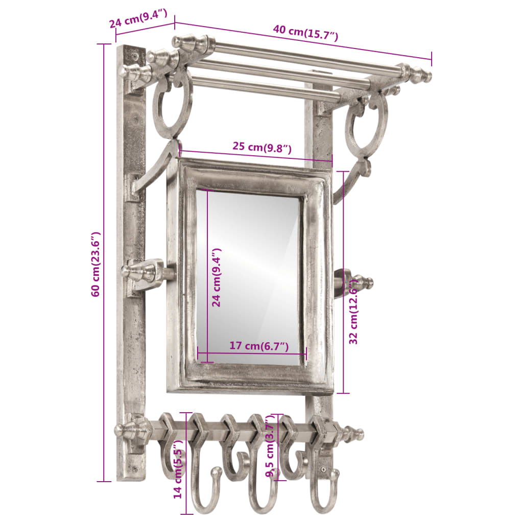vidaXL Suport pentru bagaj cu umerașe, montat pe perete, aluminiu vidaXL Suport pentru bagaj cu umerașe, montat pe perete, aluminiu