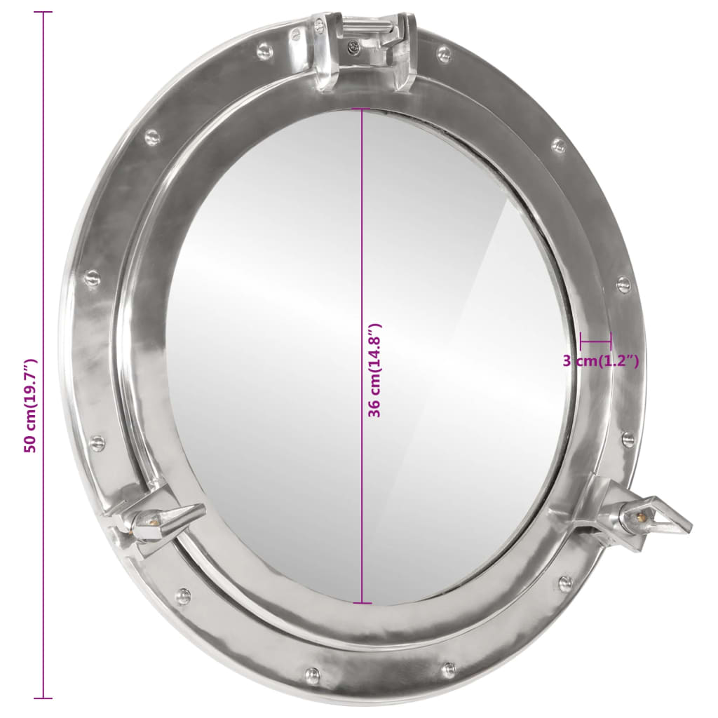 vidaXL Oglindă hubloul de pus pe perete Ø50 cm Aluminiu și Sticlă vidaXL Oglindă hubloul de pus pe perete Ø50 cm Aluminiu și Sticlă