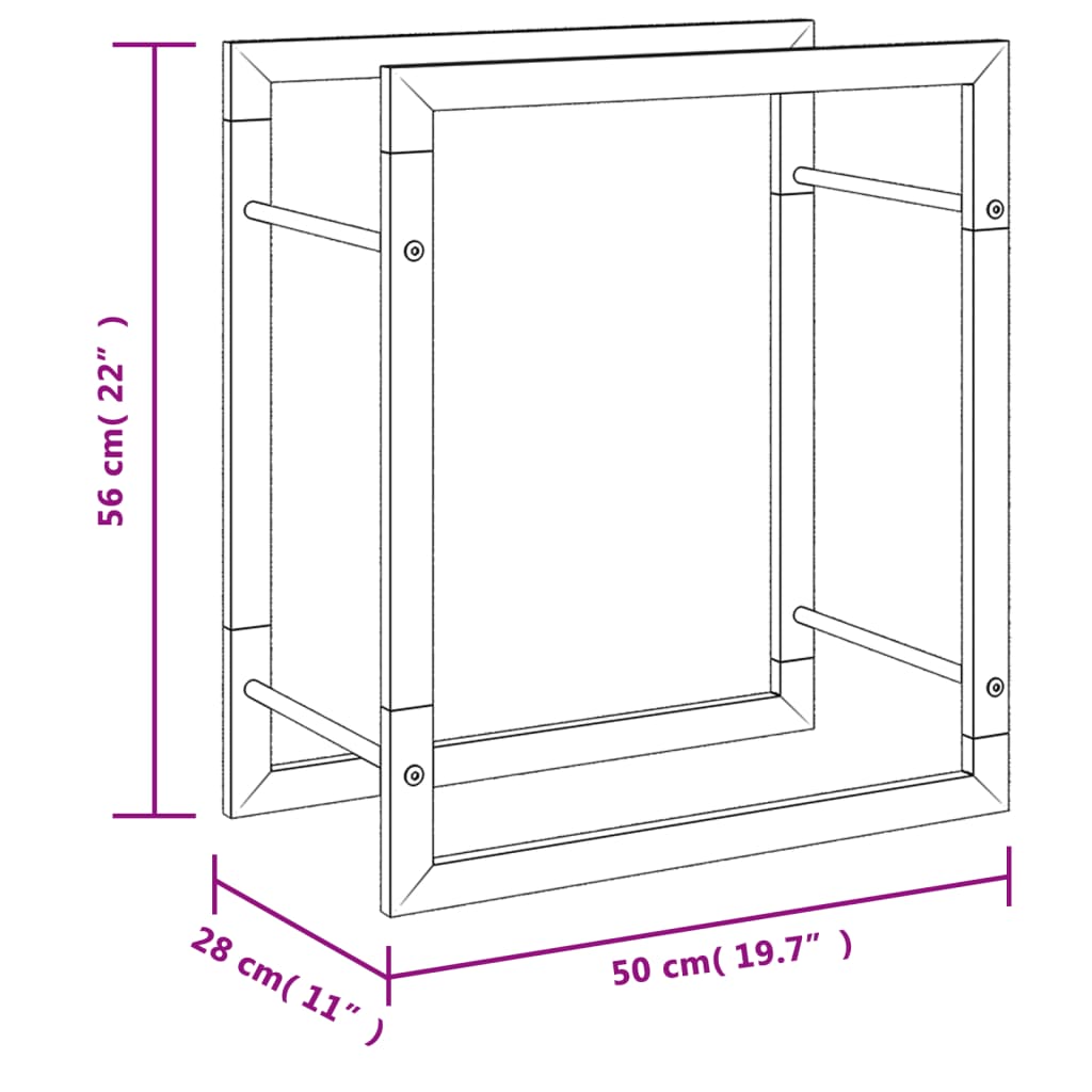 vidaXL Suport pentru lemne de foc, 50x28x56 cm, oțel inoxidabil vidaXL Suport pentru lemne de foc, 50x28x56 cm, oțel inoxidabil
