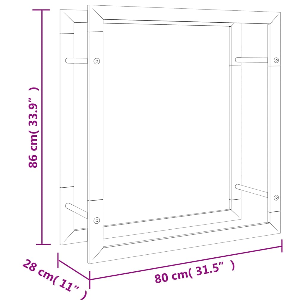 vidaXL Suport pentru lemne de foc, 80x28x86 cm, oțel inoxidabil vidaXL Suport pentru lemne de foc, 80x28x86 cm, oțel inoxidabil