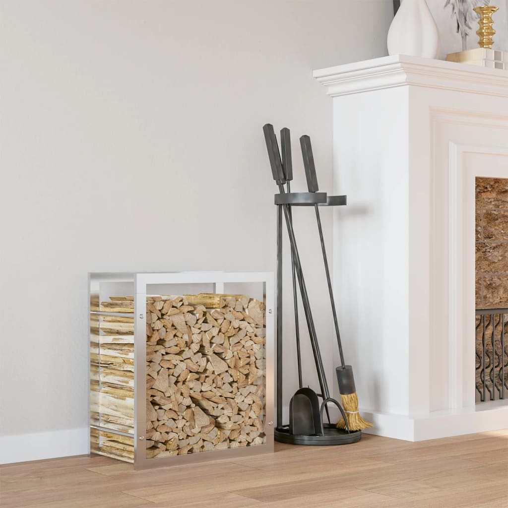 vidaXL Suport pentru lemne de foc, 80x28x86 cm, oțel inoxidabil vidaXL Suport pentru lemne de foc, 80x28x86 cm, oțel inoxidabil