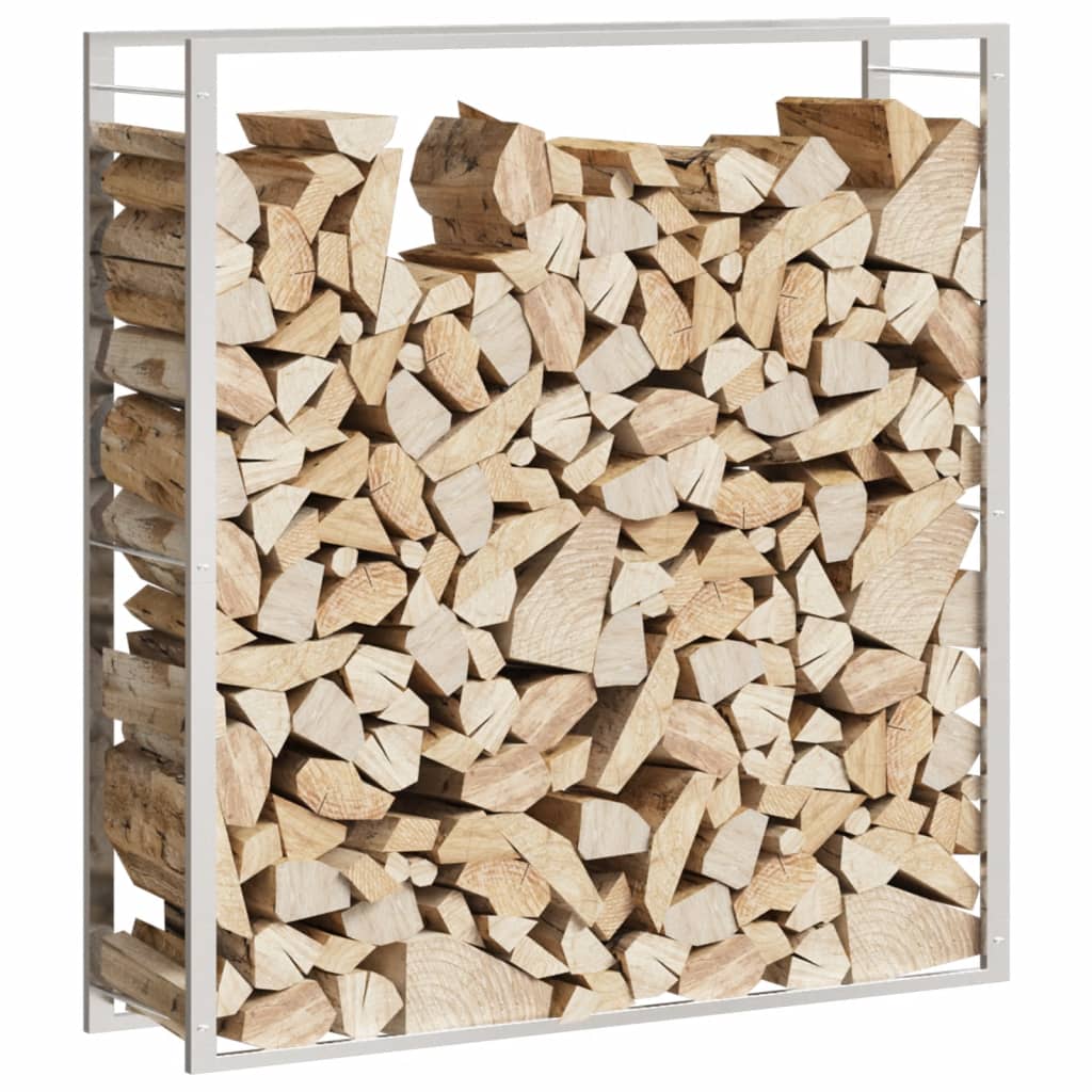 vidaXL Suport pentru lemne de foc, 110x28x116 cm, oțel inoxidabil vidaXL Suport pentru lemne de foc, 110x28x116 cm, oțel inoxidabil