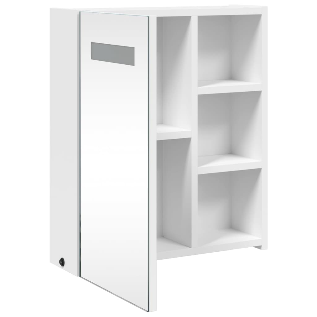 vidaXL Dulap cu oglindă de baie cu lumină LED, alb, 45x13x52 cm vidaXL Dulap cu oglindă de baie cu lumină LED, alb, 45x13x52 cm