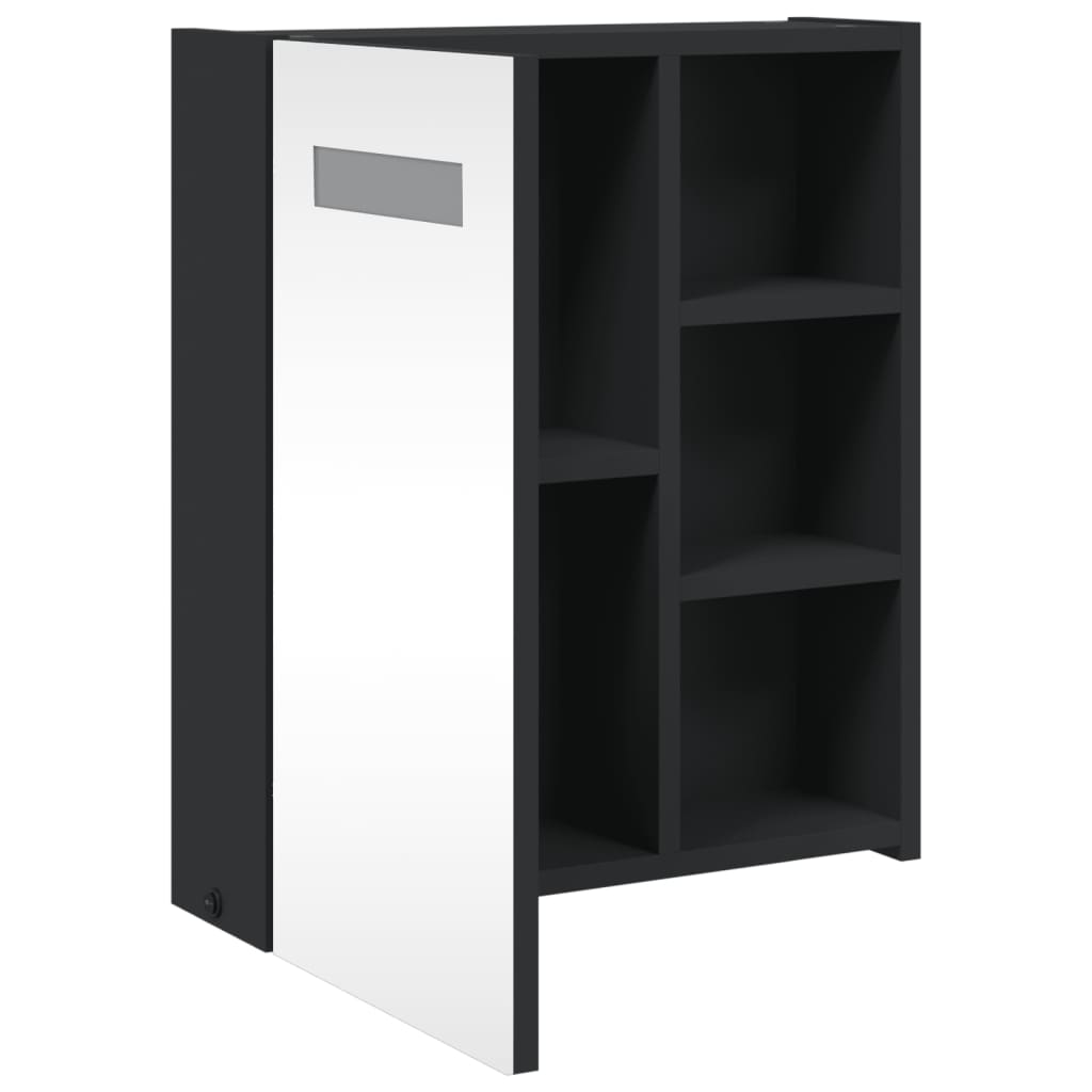 vidaXL Dulap cu oglindă de baie cu LED, negru, 45x13x52 cm vidaXL Dulap cu oglindă de baie cu LED, negru, 45x13x52 cm