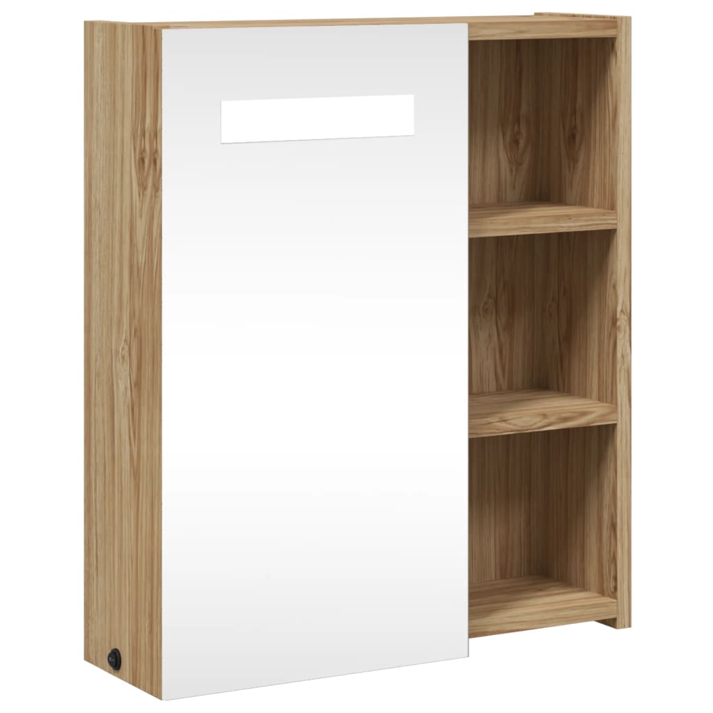 vidaXL Dulap cu oglindă de baie cu LED, stejar, 45x13x52 cm vidaXL Dulap cu oglindă de baie cu LED, stejar, 45x13x52 cm