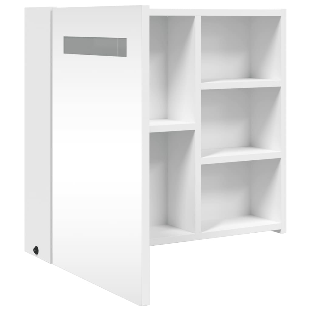 vidaXL Dulap cu oglindă de baie cu lumină LED, alb, 60x13x52 cm vidaXL Dulap cu oglindă de baie cu lumină LED, alb, 60x13x52 cm