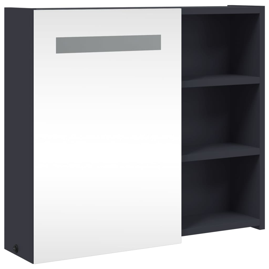 vidaXL Dulap cu oglindă de baie cu lumină LED, gri, 60x13x52 cm vidaXL Dulap cu oglindă de baie cu lumină LED, gri, 60x13x52 cm