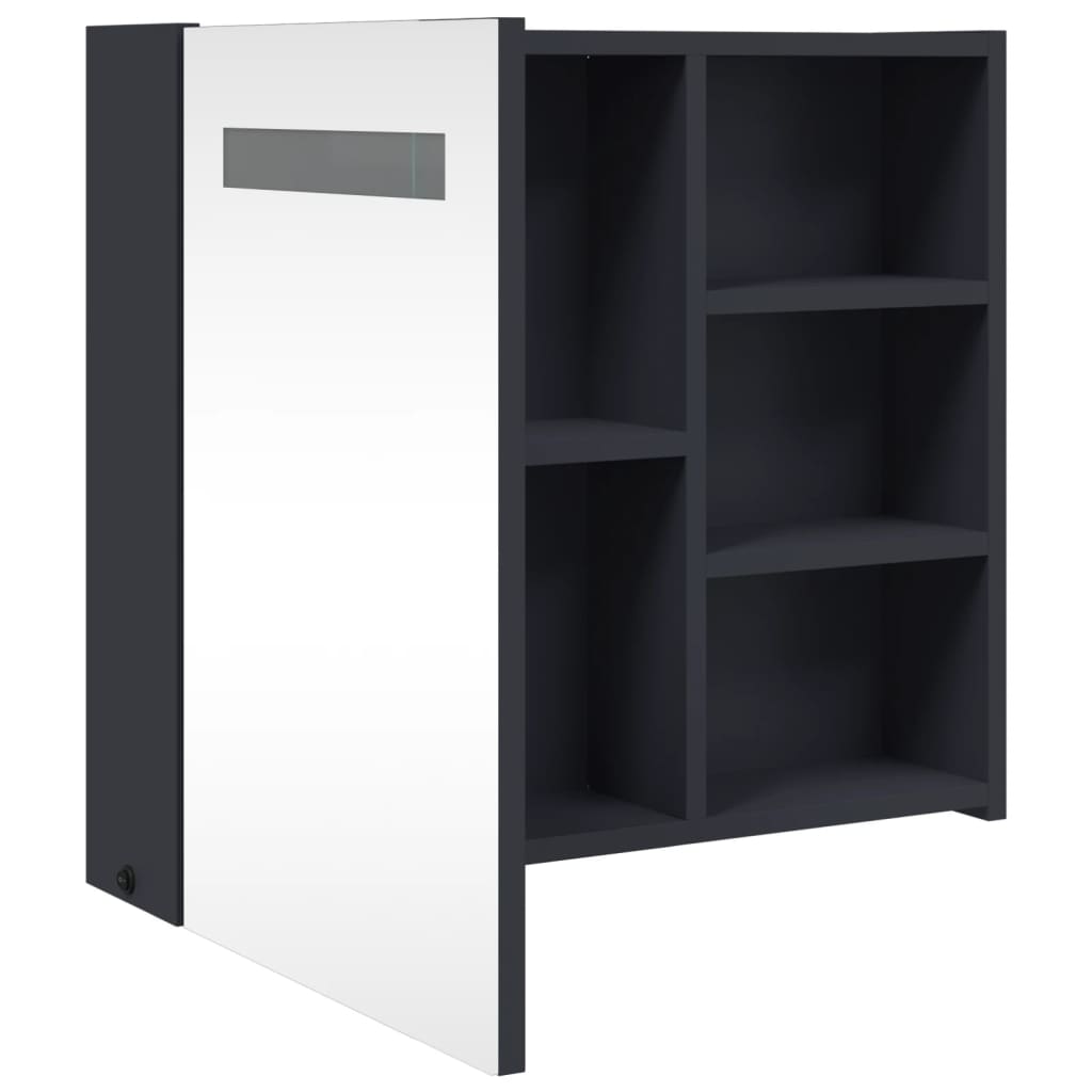 vidaXL Dulap cu oglindă de baie cu lumină LED, gri, 60x13x52 cm vidaXL Dulap cu oglindă de baie cu lumină LED, gri, 60x13x52 cm