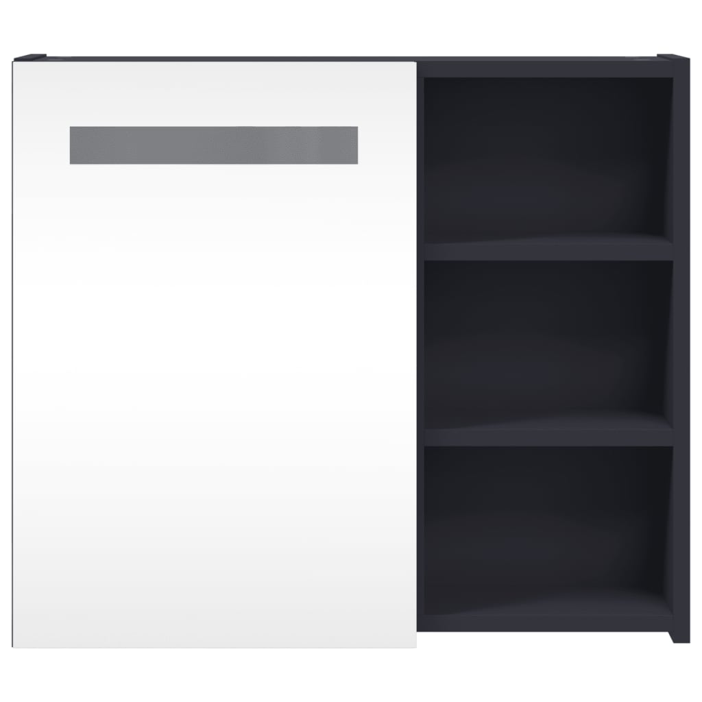 vidaXL Dulap cu oglindă de baie cu lumină LED, gri, 60x13x52 cm vidaXL Dulap cu oglindă de baie cu lumină LED, gri, 60x13x52 cm