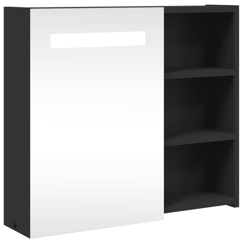 vidaXL Dulap cu oglindă de baie cu LED, negru, 60x13x52 cm vidaXL Dulap cu oglindă de baie cu LED, negru, 60x13x52 cm