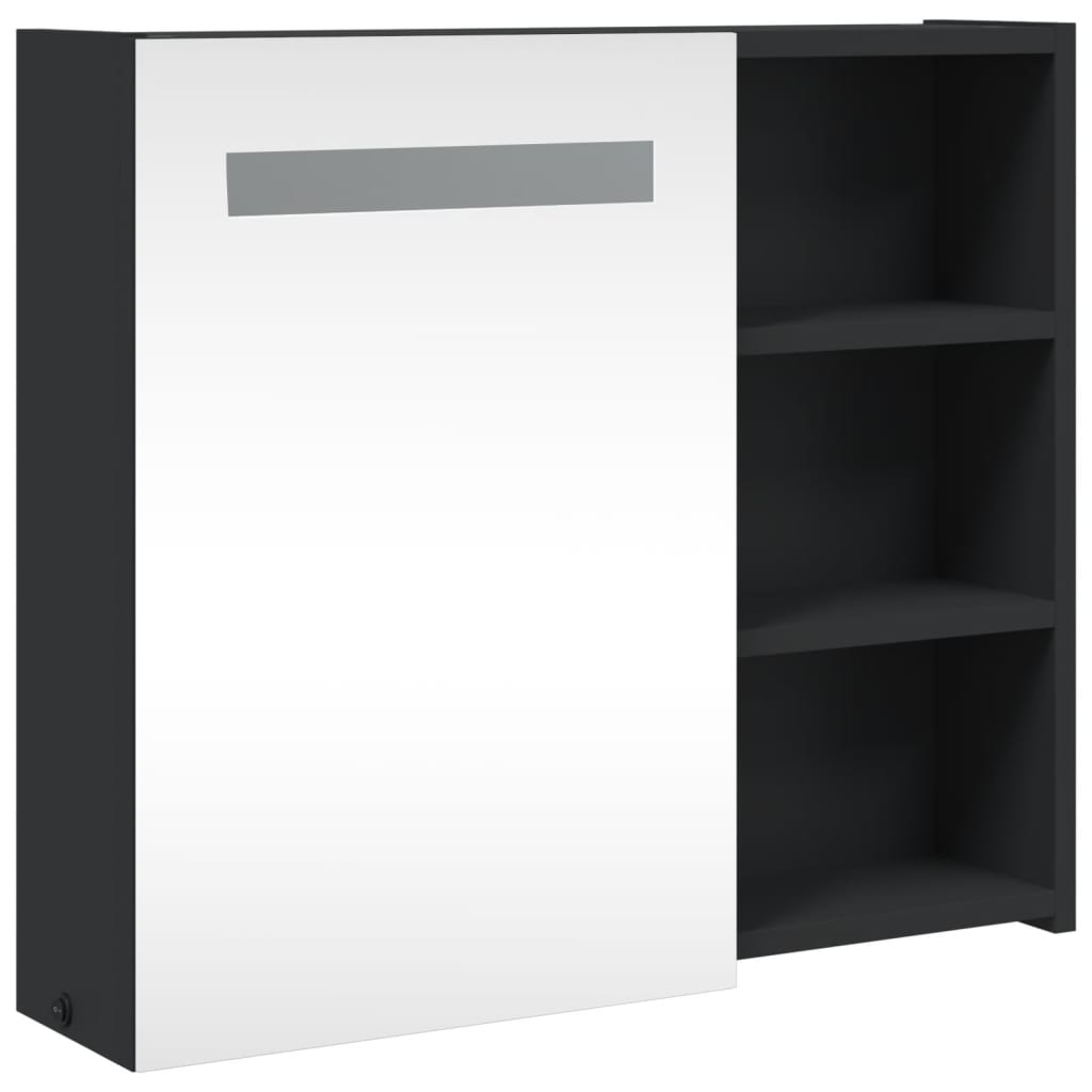 vidaXL Dulap cu oglindă de baie cu LED, negru, 60x13x52 cm vidaXL Dulap cu oglindă de baie cu LED, negru, 60x13x52 cm