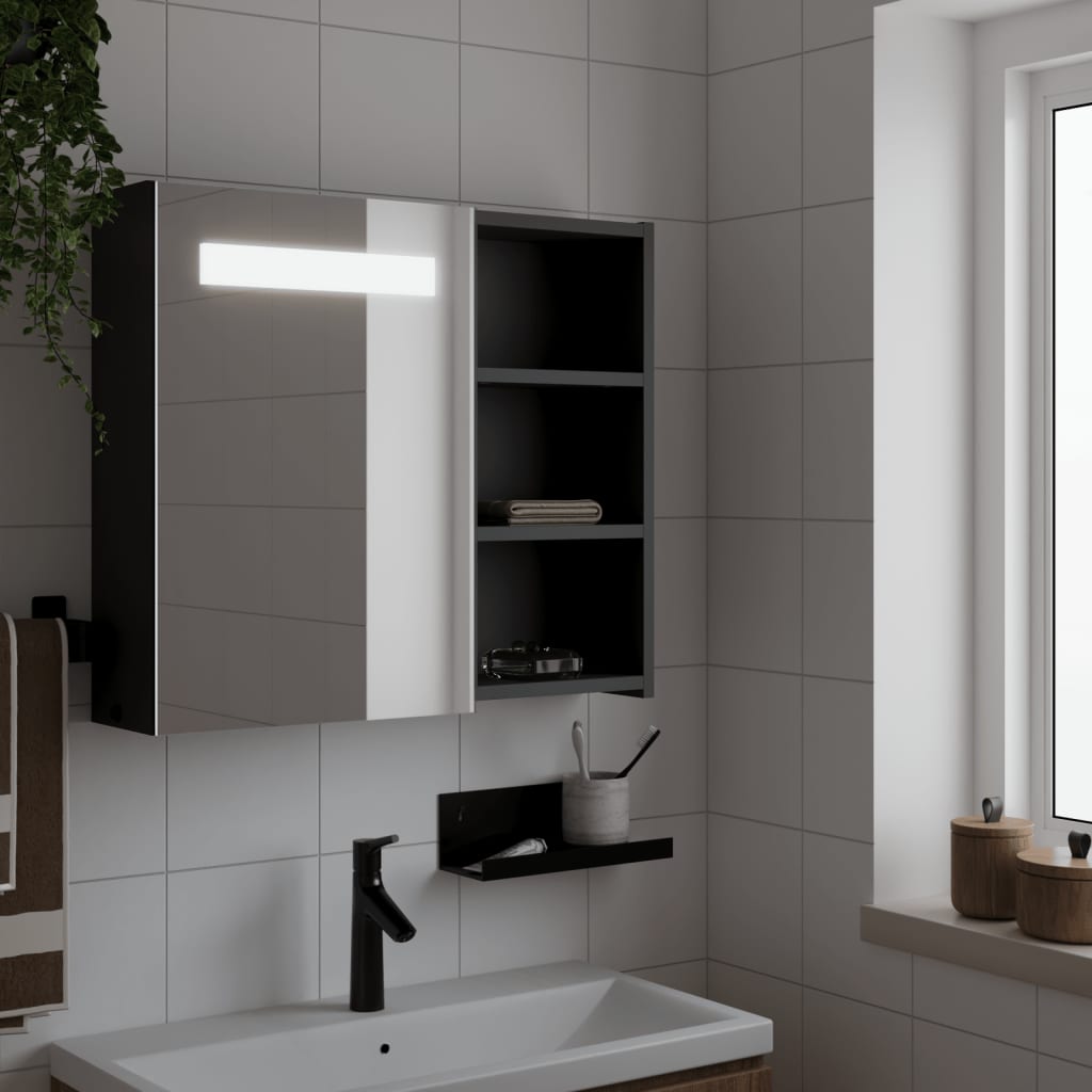vidaXL Dulap cu oglindă de baie cu LED, negru, 60x13x52 cm vidaXL Dulap cu oglindă de baie cu LED, negru, 60x13x52 cm