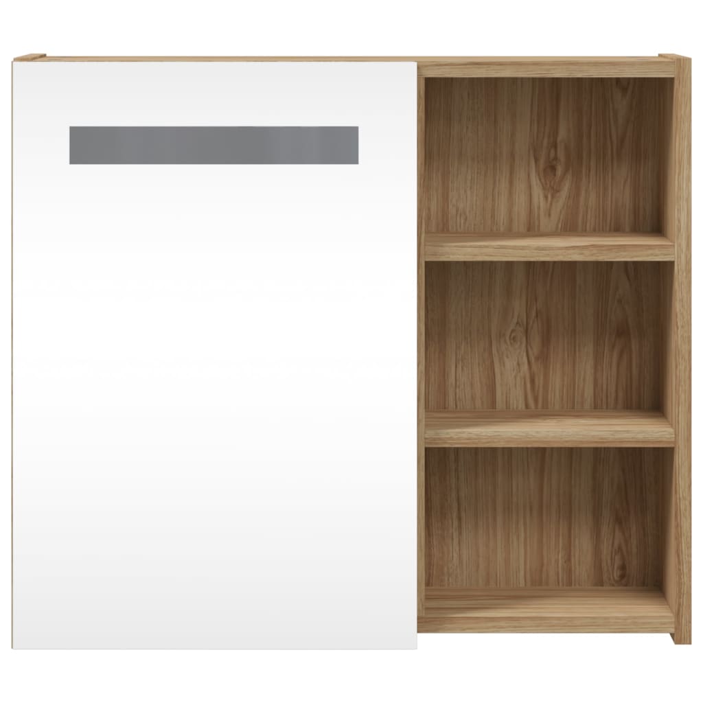 vidaXL Dulap cu oglindă de baie cu LED, stejar deschis, 60x13x52 cm vidaXL Dulap cu oglindă de baie cu LED, stejar deschis, 60x13x52 cm