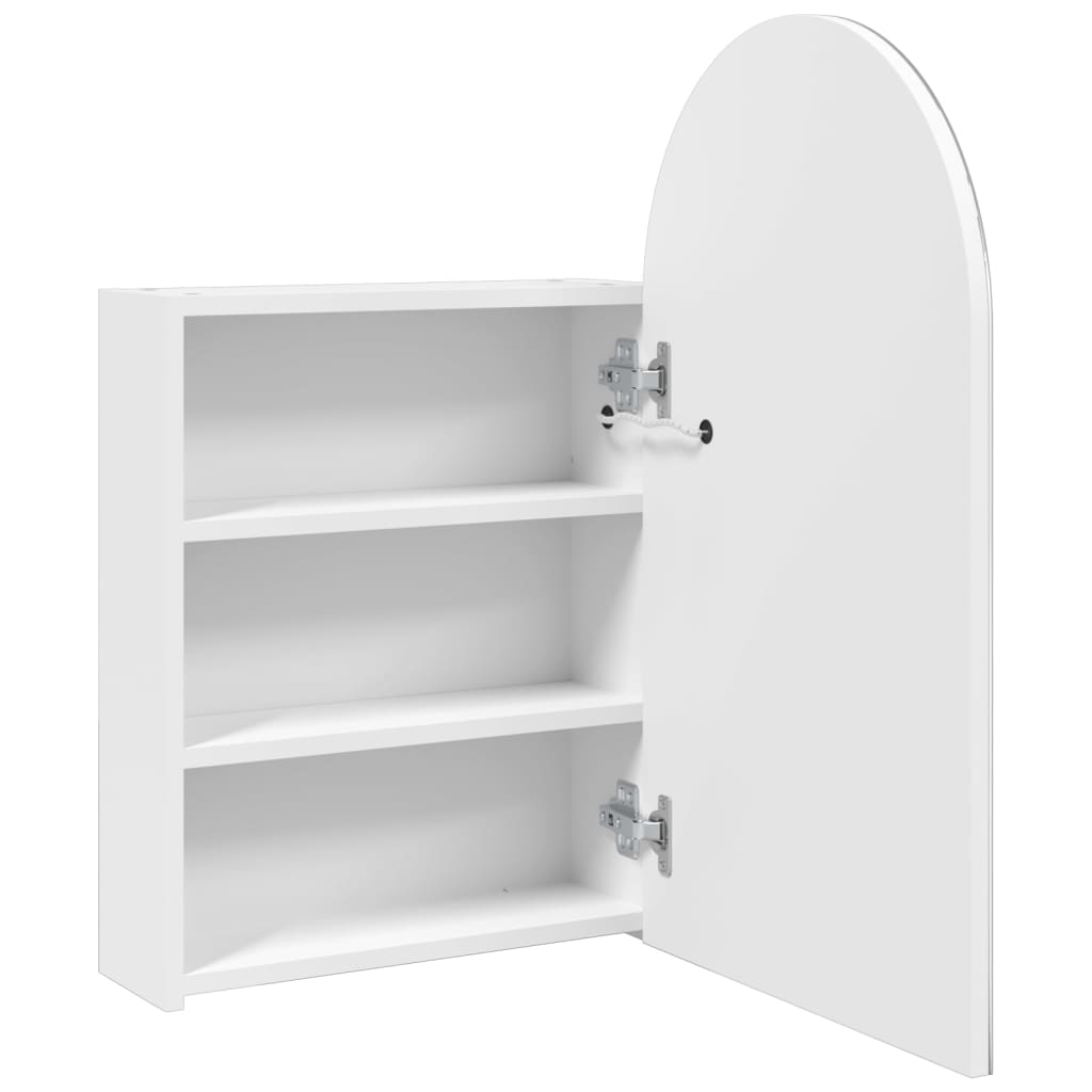 vidaXL Dulap cu oglindă de baie cu LED, alb, 42x13x70 cm, arcuit vidaXL Dulap cu oglindă de baie cu LED, alb, 42x13x70 cm, arcuit
