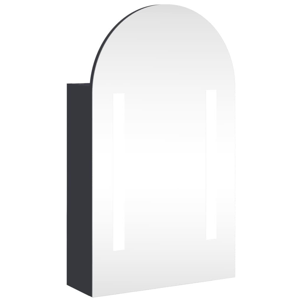 vidaXL Dulap cu oglindă de baie cu LED, gri, 42x13x70 cm, arcuit vidaXL Dulap cu oglindă de baie cu LED, gri, 42x13x70 cm, arcuit