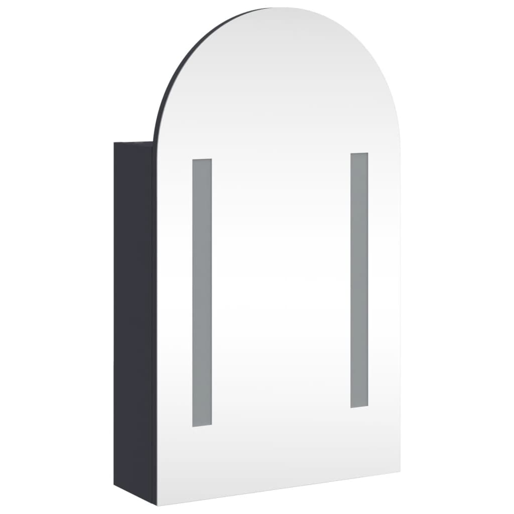 vidaXL Dulap cu oglindă de baie cu LED, gri, 42x13x70 cm, arcuit vidaXL Dulap cu oglindă de baie cu LED, gri, 42x13x70 cm, arcuit