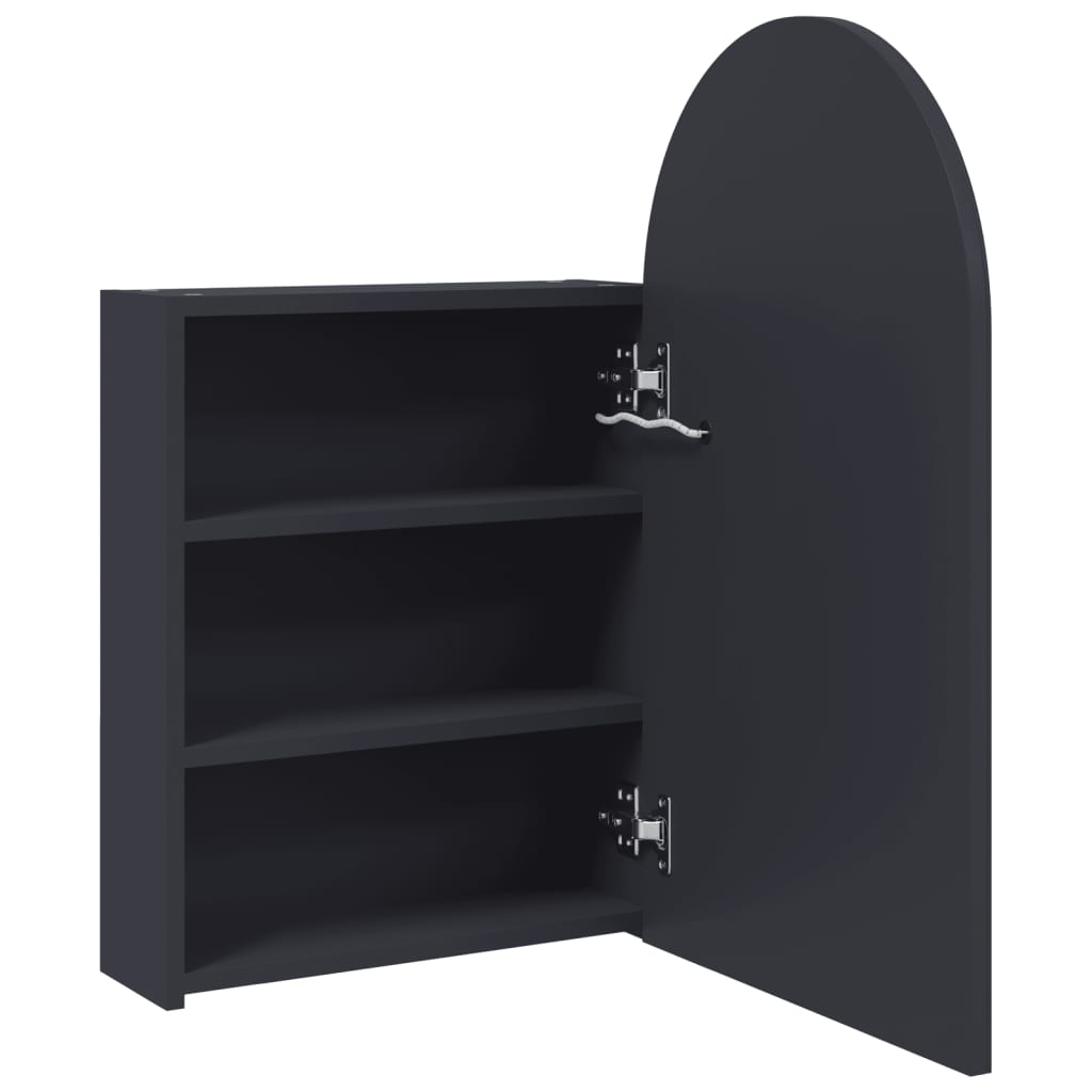 vidaXL Dulap cu oglindă de baie cu LED, gri, 42x13x70 cm, arcuit vidaXL Dulap cu oglindă de baie cu LED, gri, 42x13x70 cm, arcuit