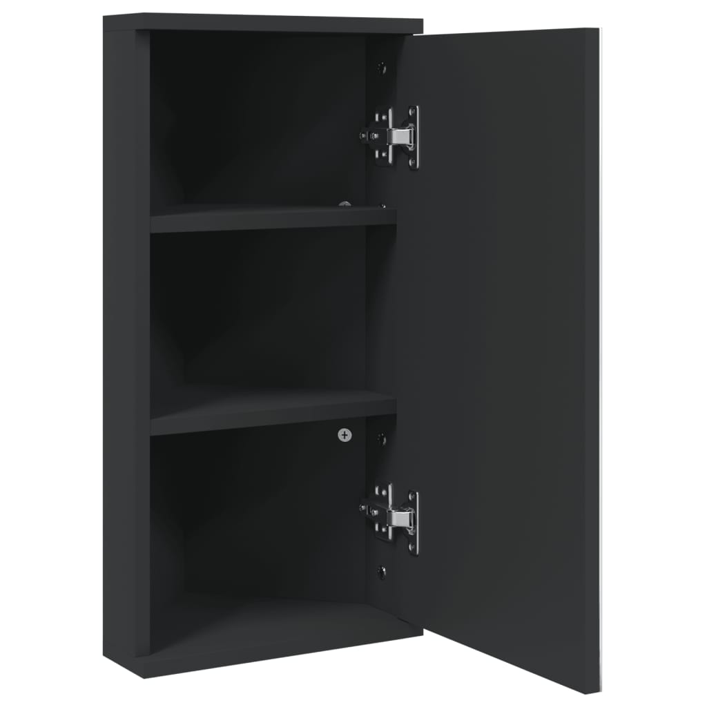 vidaXL Dulap de colț cu oglindă pentru baie, negru, 30x24x60 cm vidaXL Dulap de colț cu oglindă pentru baie, negru, 30x24x60 cm
