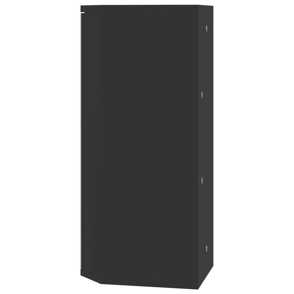vidaXL Dulap de colț cu oglindă pentru baie, negru, 30x24x60 cm vidaXL Dulap de colț cu oglindă pentru baie, negru, 30x24x60 cm