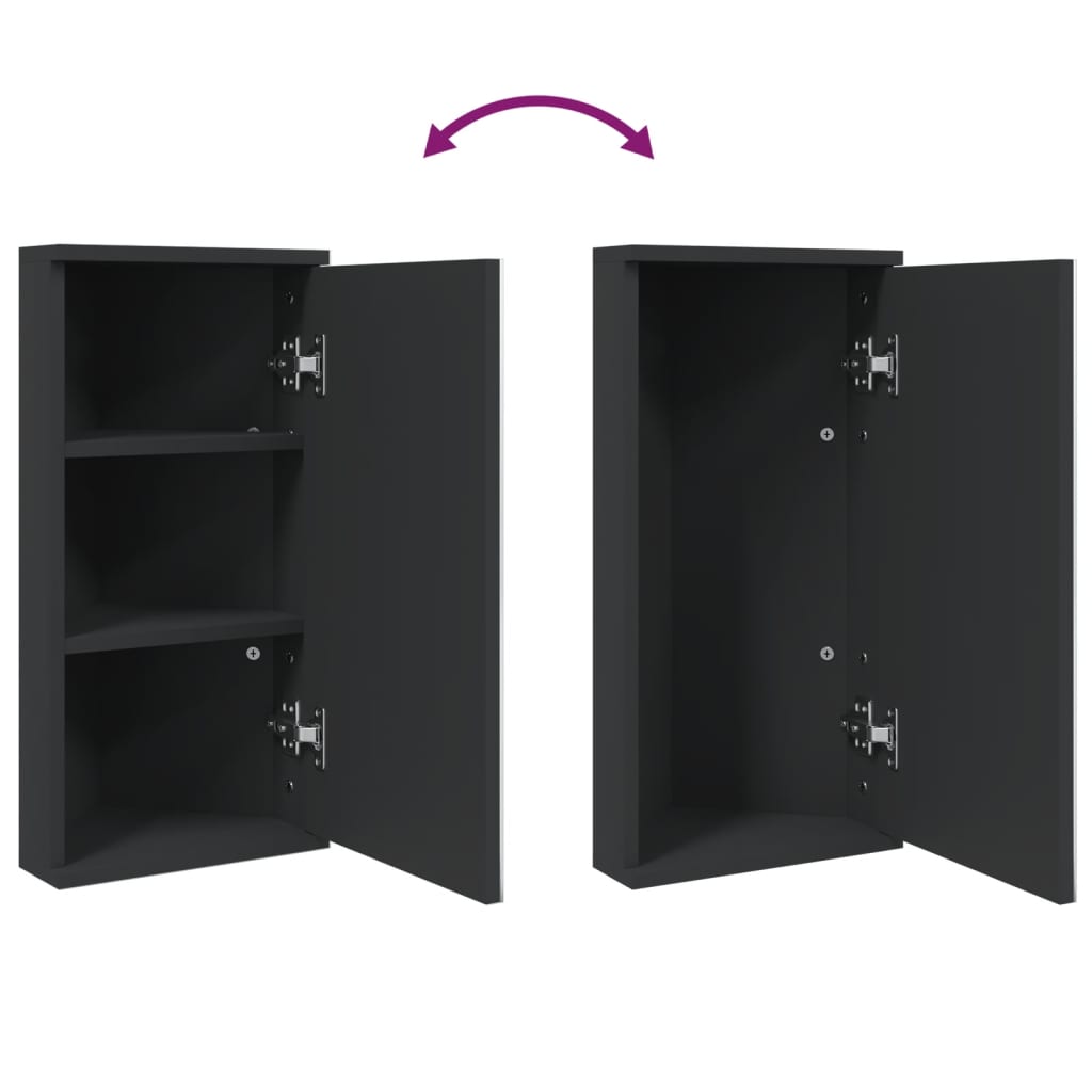 vidaXL Dulap de colț cu oglindă pentru baie, negru, 30x24x60 cm vidaXL Dulap de colț cu oglindă pentru baie, negru, 30x24x60 cm