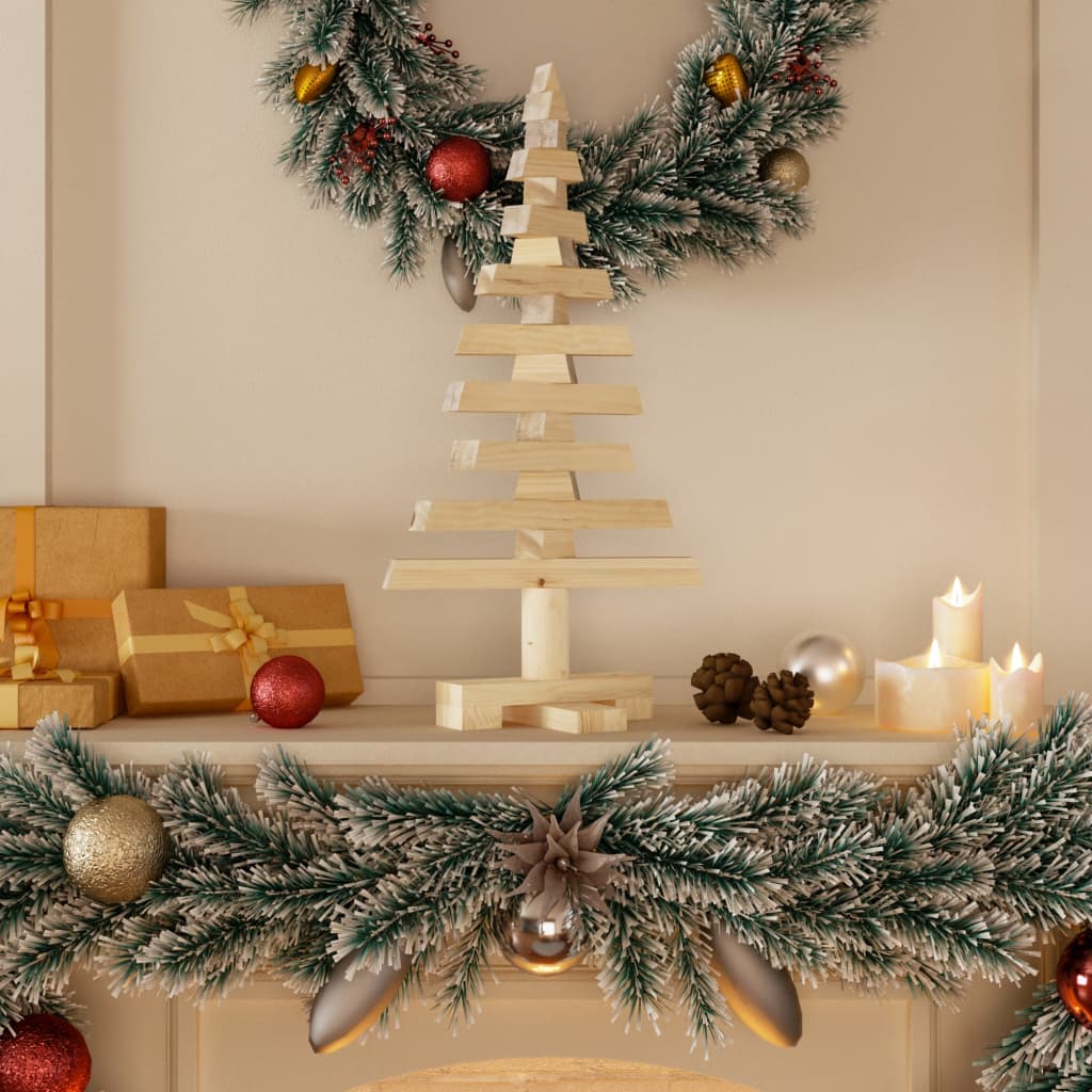 vidaXL Brad de Crăciun din lemn decorativ, 60 cm, lemn de pin masiv vidaXL Brad de Crăciun din lemn decorativ, 60 cm, lemn de pin masiv