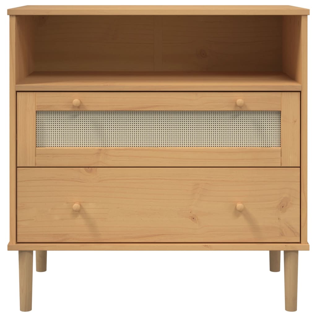vidaXL Servantă SENJA, aspect ratan maro, 80x40x80 cm, lemn masiv pin vidaXL Servantă SENJA, aspect ratan maro, 80x40x80 cm, lemn masiv pin
