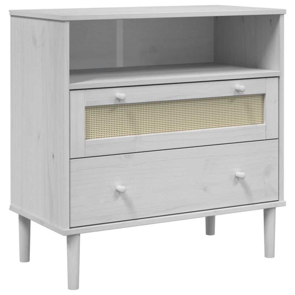 vidaXL Servantă SENJA, aspect ratan alb, 80x40x80 cm, lemn masiv pin vidaXL Servantă SENJA, aspect ratan alb, 80x40x80 cm, lemn masiv pin
