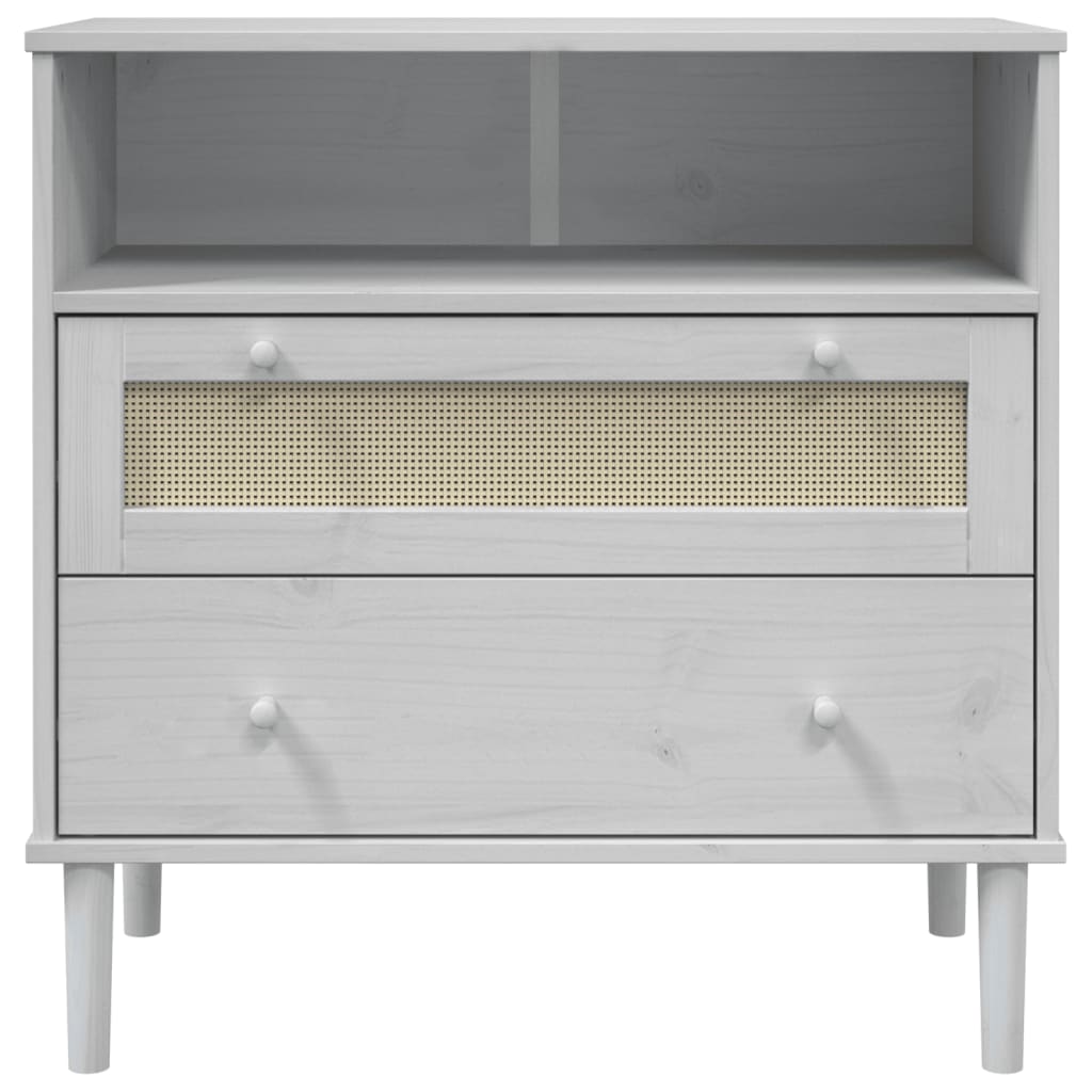 vidaXL Servantă SENJA, aspect ratan alb, 80x40x80 cm, lemn masiv pin vidaXL Servantă SENJA, aspect ratan alb, 80x40x80 cm, lemn masiv pin