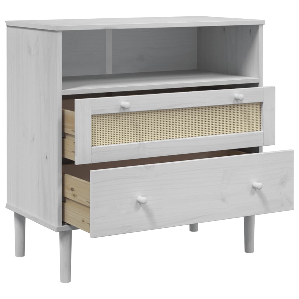 vidaXL Servantă SENJA, aspect ratan alb, 80x40x80 cm, lemn masiv pin vidaXL Servantă SENJA, aspect ratan alb, 80x40x80 cm, lemn masiv pin
