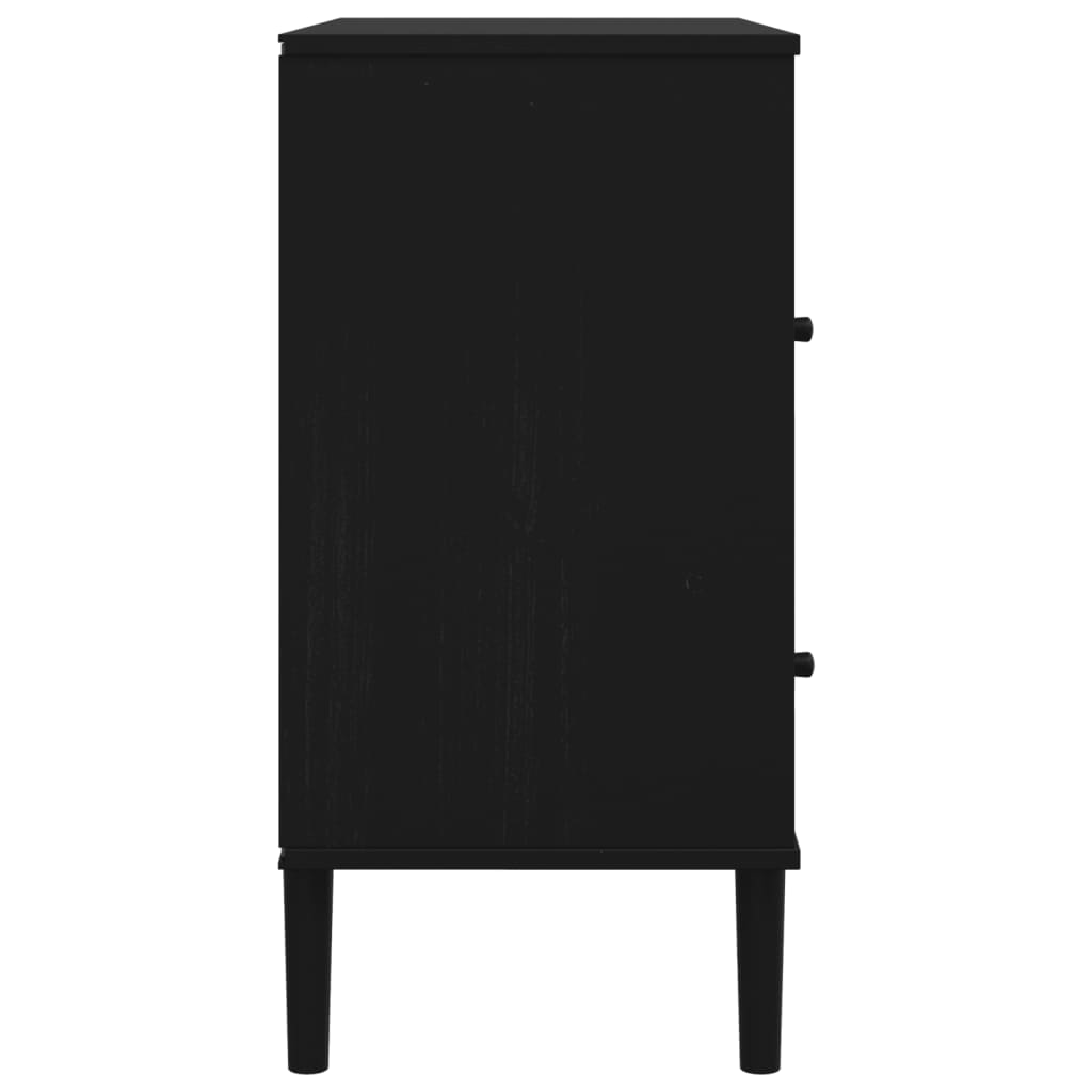 vidaXL Servantă SENJA, aspect ratan negru, 80x40x80 cm, lemn masiv pin