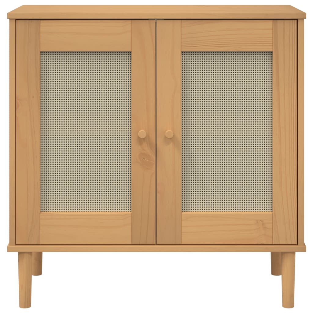 vidaXL Servantă SENJA, aspect ratan maro, 80x35x80 cm, lemn masiv pin vidaXL Servantă SENJA, aspect ratan maro, 80x35x80 cm, lemn masiv pin