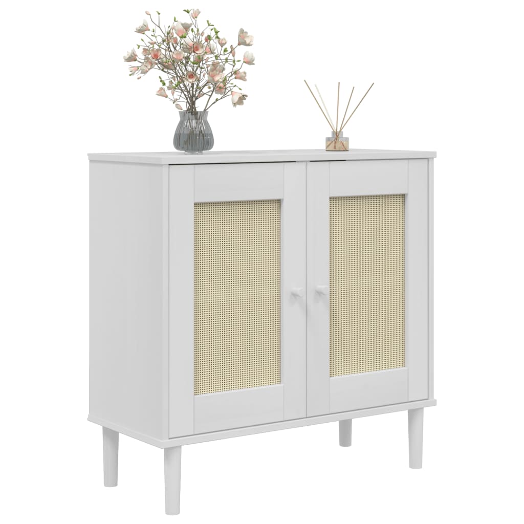 vidaXL Servantă SENJA, aspect ratan alb, 80x35x80 cm, lemn masiv pin vidaXL Servantă SENJA, aspect ratan alb, 80x35x80 cm, lemn masiv pin
