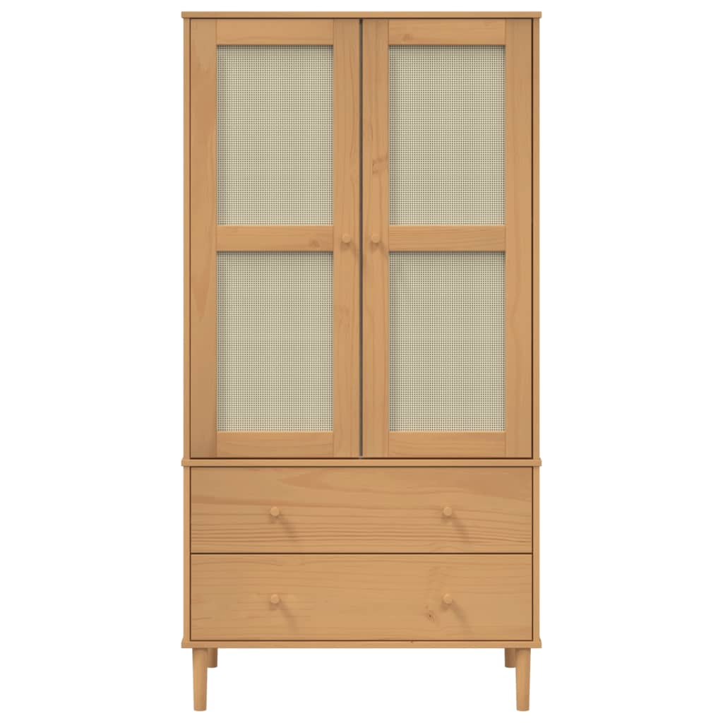 vidaXL Șifonier SENJA, aspect ratan maro, 90x55x175 cm, lemn masiv pin vidaXL Șifonier SENJA, aspect ratan maro, 90x55x175 cm, lemn masiv pin