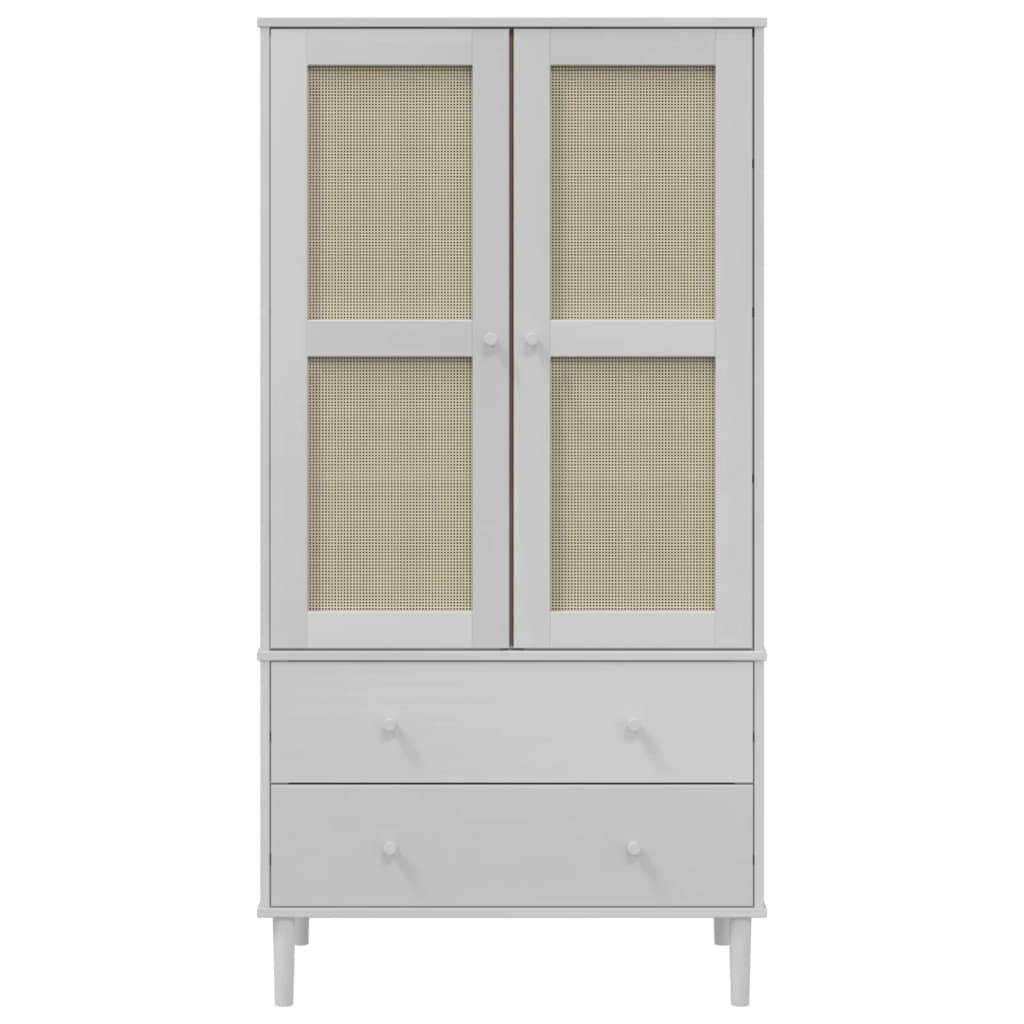 vidaXL Șifonier SENJA, aspect ratan alb, 90x55x175 cm, lemn masiv pin vidaXL Șifonier SENJA, aspect ratan alb, 90x55x175 cm, lemn masiv pin