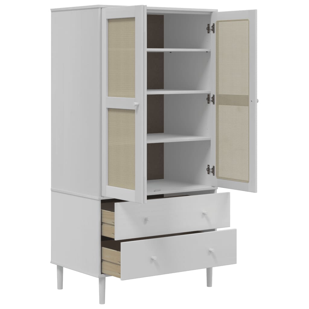 vidaXL Șifonier SENJA, aspect ratan alb, 90x55x175 cm, lemn masiv pin vidaXL Șifonier SENJA, aspect ratan alb, 90x55x175 cm, lemn masiv pin