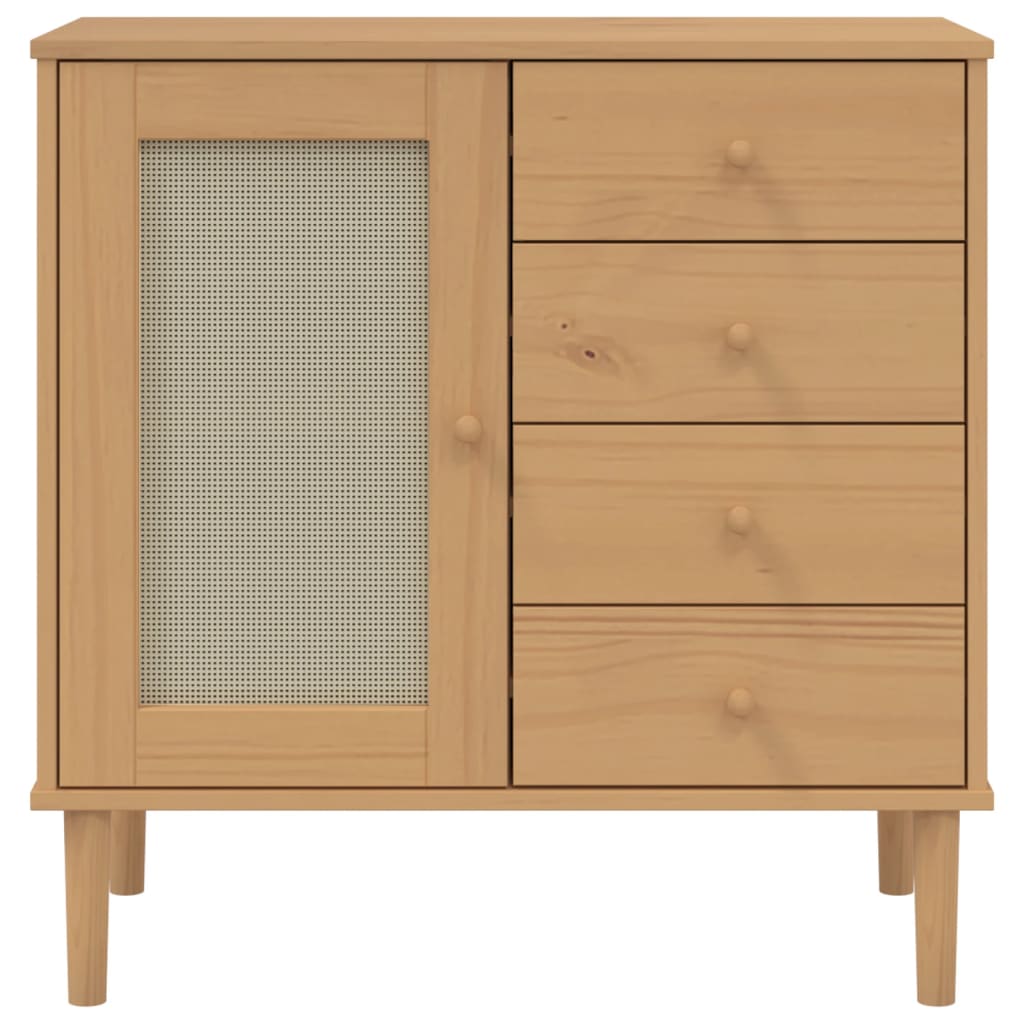 vidaXL Servantă SENJA, aspect ratan maro, 80x40x80 cm, lemn masiv pin vidaXL Servantă SENJA, aspect ratan maro, 80x40x80 cm, lemn masiv pin